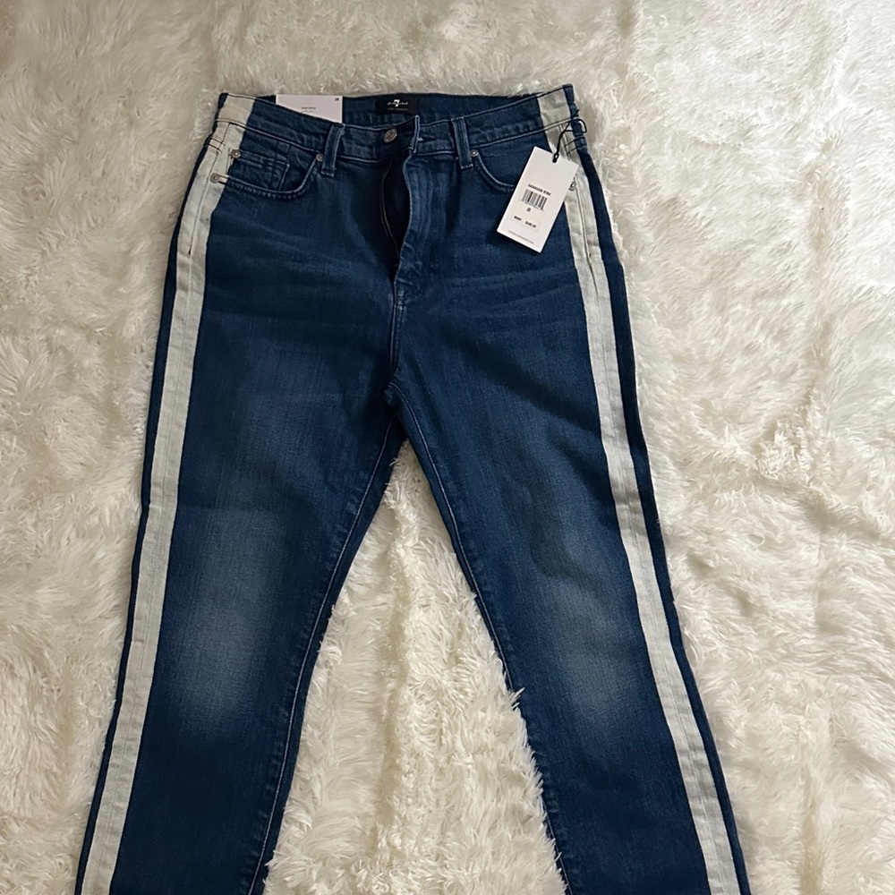 7 For All Mankind Blue Jeans with White Stripes